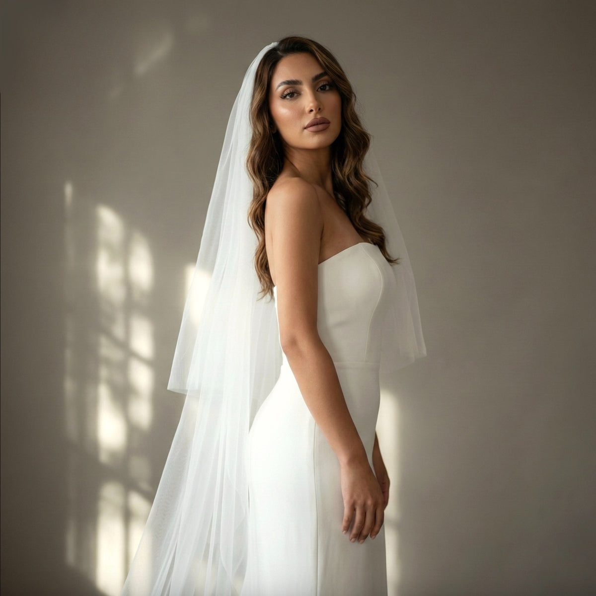 Simplicity in Elegance: 3-Meter Tulle Cathedral Blusher Veil