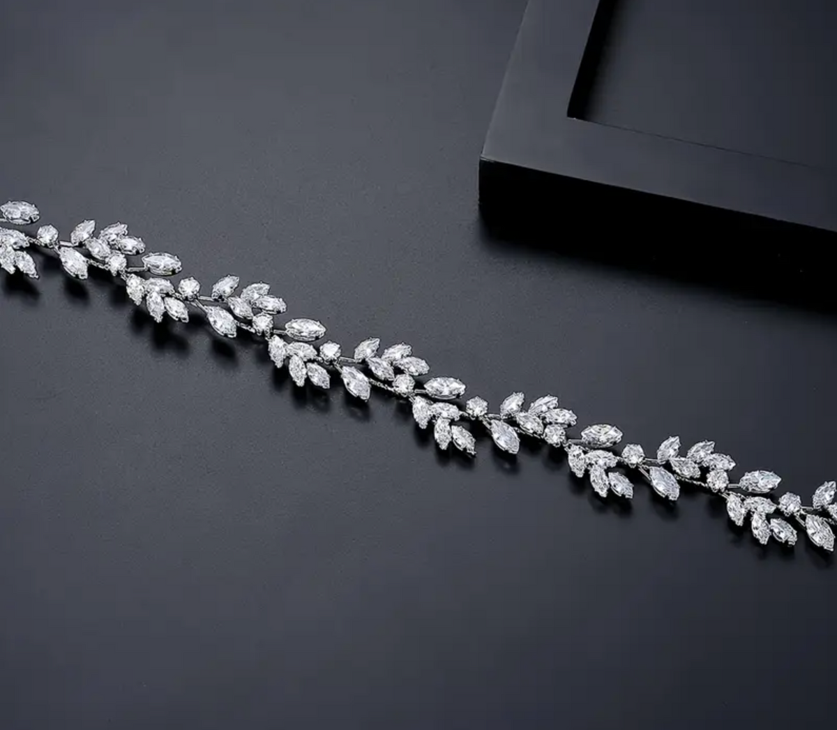 Crystal Leaf Bridal Headband – Silver Rhinestone Wedding Hair Vine