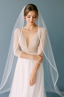 Enchanting Satin-Edged Cathedral Bridal Veil - White, Off-White & Ivory, 3 Meters