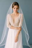 Enchanting Satin-Edged Cathedral Bridal Veil - White, Off-White & Ivory, 3 Meters