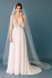 Enchanting Satin-Edged Cathedral Bridal Veil - White, Off-White & Ivory, 3 Meters