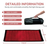Red Light Therapy Mat for Full Body – 1400 LEDs, Near Infrared 850nm + Red 650nm (178cm x 61 cm)