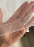 Horsehair Trim Blusher Fingertip Bridal Veil