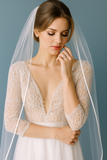 Enchanting Satin-Edged Cathedral Bridal Veil - White, Off-White & Ivory, 3 Meters