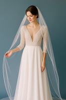 Enchanting Satin-Edged Cathedral Bridal Veil - White, Off-White & Ivory, 3 Meters