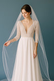 Enchanting Satin-Edged Cathedral Bridal Veil - White, Off-White & Ivory, 3 Meters