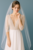 Enchanting Satin-Edged Cathedral Bridal Veil - White, Off-White & Ivory, 3 Meters