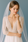 Enchanting Satin-Edged Cathedral Bridal Veil - White, Off-White & Ivory, 3 Meters