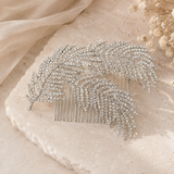 Crystal Feather Comb - Bridal / Formal Event