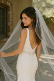 Enchanting Satin-Edged Cathedral Bridal Veil - White, Off-White & Ivory, 3 Meters