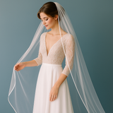 Enchanting Satin-Edged Cathedral Bridal Veil - White, Off-White & Ivory, 3 Meters