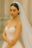 Pearlescent Dreams - 3 meter Cascading Pearl Embellished Cathedral Veil