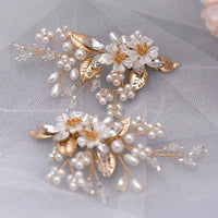 Elegant Crystal &amp; Pearl Bridal Shoe Clips (9.5cm x 6.5cm)