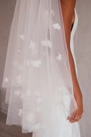 Romance in Bloom - Flower Adorned Bridal Blusher Veil with Comb