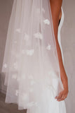 Romance in Bloom - Flower Adorned Bridal Blusher Veil with Comb
