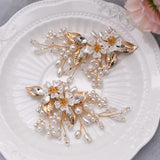Elegant Crystal &amp; Pearl Bridal Shoe Clips (9.5cm x 6.5cm)