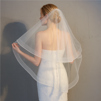 Horsehair Trim Blusher Fingertip Bridal Veil