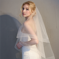 Horsehair Trim Blusher Fingertip Bridal Veil