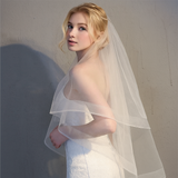 Horsehair Trim Blusher Fingertip Bridal Veil