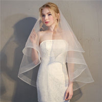 Horsehair Trim Blusher Fingertip Bridal Veil