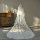 Simple Plain Cathedral Tulle Veil 