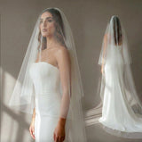 Simple Plain Cathedral Tulle Veil 