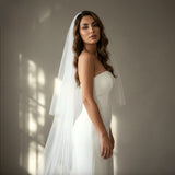 Simple Plain Cathedral Tulle Veil 