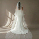 Simple Plain Cathedral Tulle Veil 
