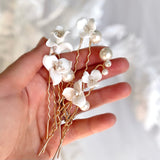 Floral Clay Pearl Bridal Hair Pins