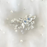 Elegant Crystal &amp; Pearl Bridal Shoe Clips (9.5cm x 6.5cm)