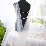 Pearl-Beaded Cascading Lace Cape Veil - 2.3 Meters