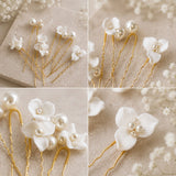 Petal & Pearl - Clay Floral Bridal Hair Pins