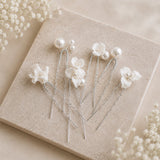 Petal & Pearl - Clay Floral Bridal Hair Pins