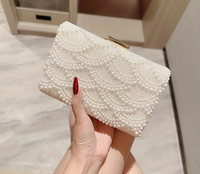 Elegant Pearl Clutch Bag – Beaded Bridal Handbag with Gold Chain Strap for Weddings, Parties, Formal Events