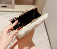 Elegant Pearl Clutch Bag – Beaded Bridal Handbag with Gold Chain Strap for Weddings, Parties, Formal Events