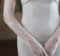 Elegant Long Lace Bridal Gloves – White - 56cm x 11cm