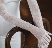 Elegant Long Lace Bridal Gloves – White - 56cm x 11cm