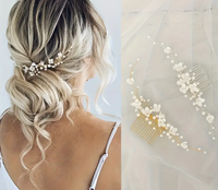 Floral Pearl Bridal Hair Comb – Delicate Wedding Hairpiece in Silver or Gold (15cm)