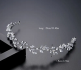 Crystal Leaf Bridal Headband – Silver Rhinestone Wedding Hair Vine (29cm)