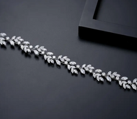 Crystal Leaf Bridal Headband – Silver Rhinestone Wedding Hair Vine (29cm)