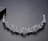 Crystal Leaf Bridal Headband – Silver Rhinestone Wedding Hair Vine (29cm)