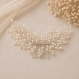 Silver Pearl Fern Hair Comb