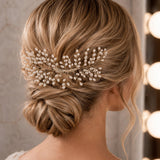 Silver Pearl Fern Hair Comb