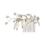 White Flower and Crystal Bridal Comb