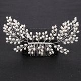 Silver Pearl Fern Hair Comb - Bridal / Formal Event