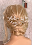 Silver Pearl Fern Hair Comb - Bridal / Formal Event