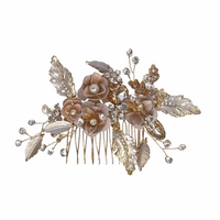 Rose gold and silver floral leaf hair comb