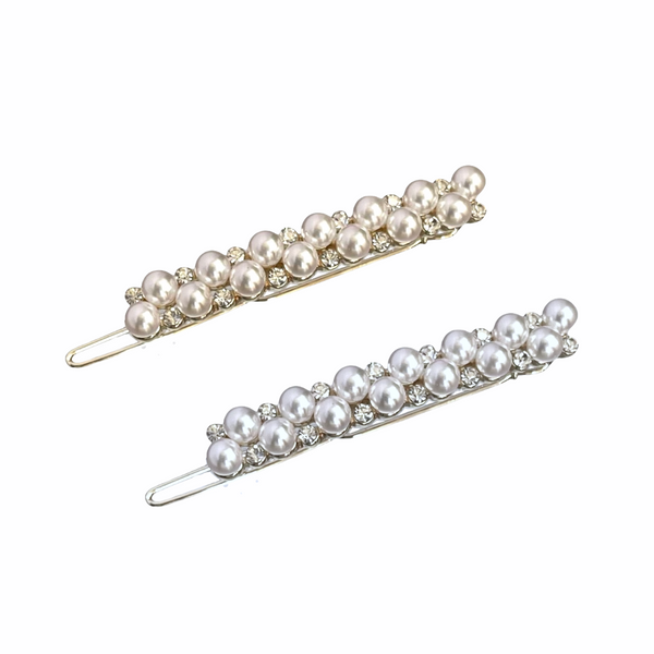 Silver Crystal and Pearl hair clip