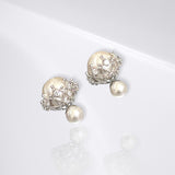 Faux Pearl Cubic Zirconia Embellished Bridal Earrings