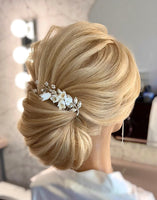 white lilly bridal hair comb